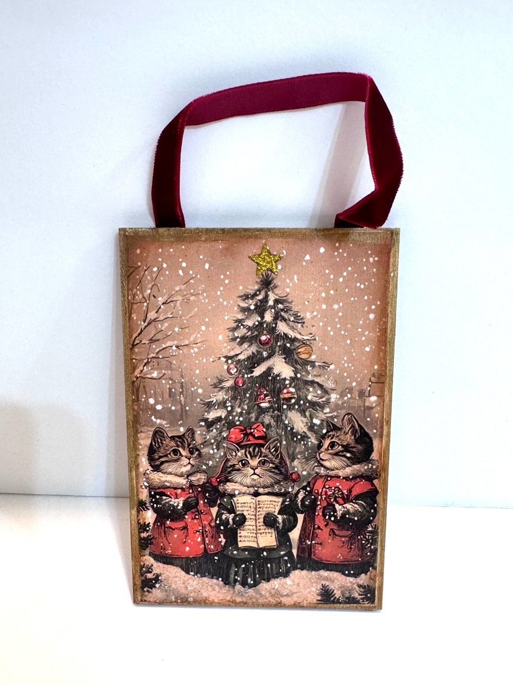 NEW OOAK Old Fashioned Holiday Christmas Cat Ornament Decor